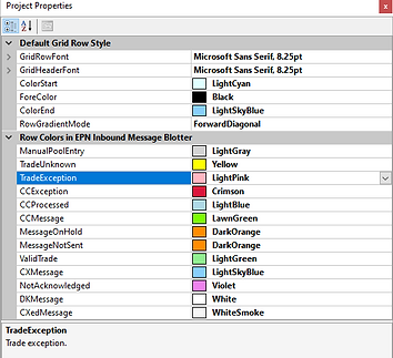 EPN color-coding settings
